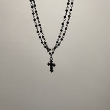 Dark Cross Rose Star Necklace