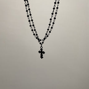 Dark Cross Rose Star Necklace