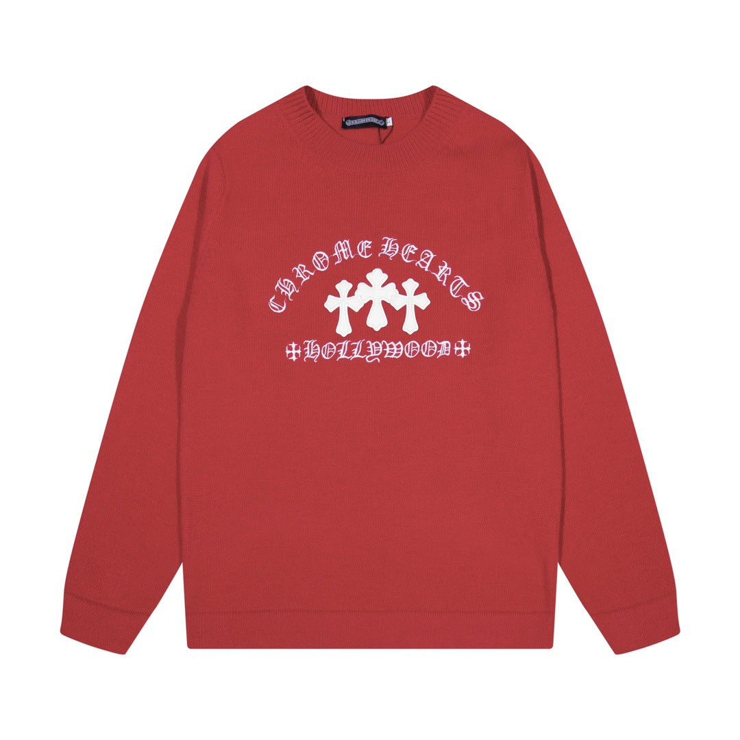 Chrome Hearts horseshoe-style crew neck wool sweater