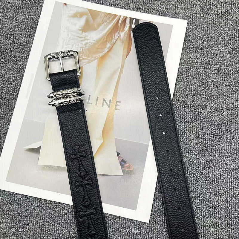 Chrome Hearts Leather pasted Roller type Hollow Vine Needle buckle Belt