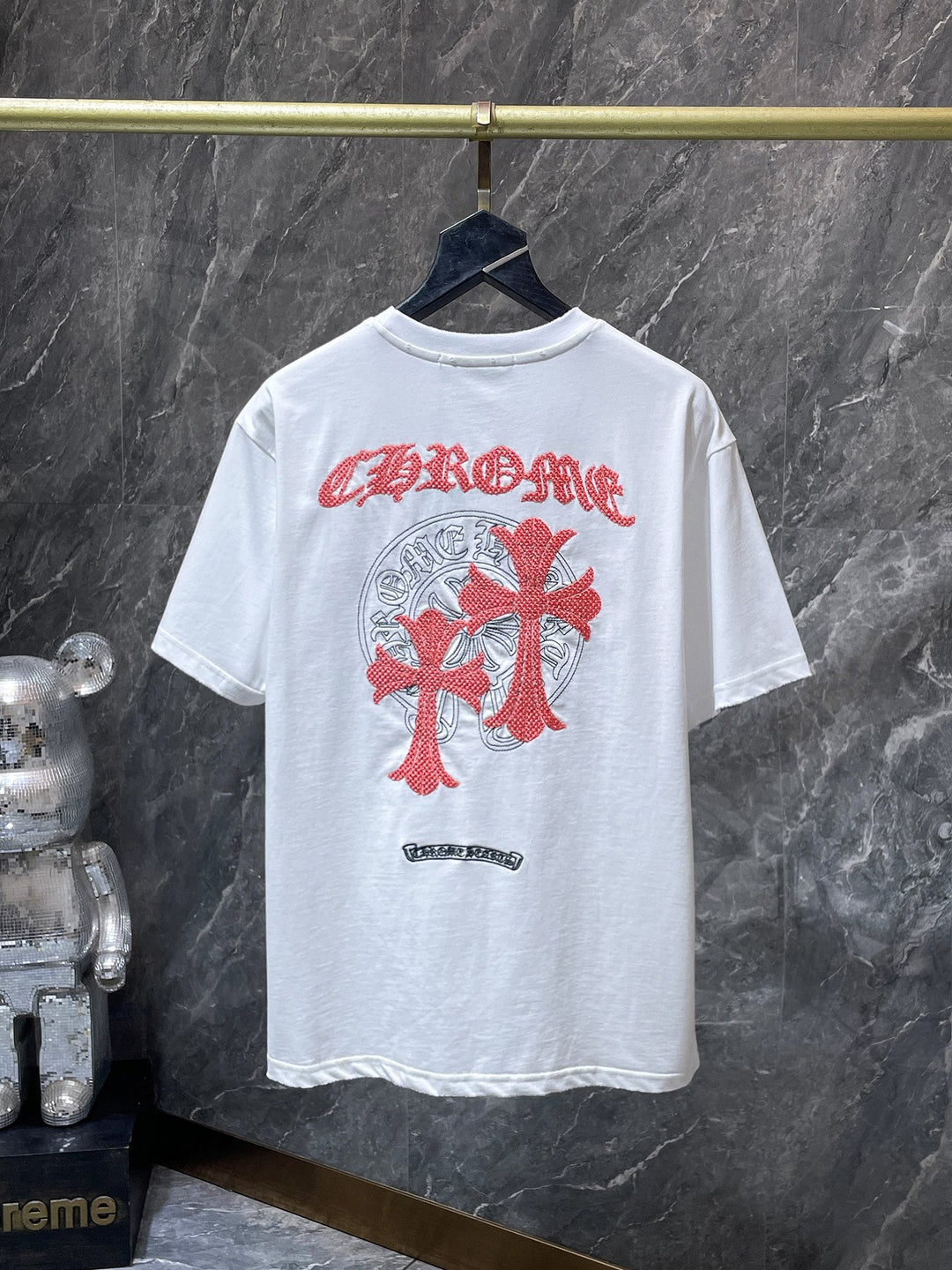 Chrome Hearts Cross & Horseshoe Double-Layer Embroidered T-Shirt