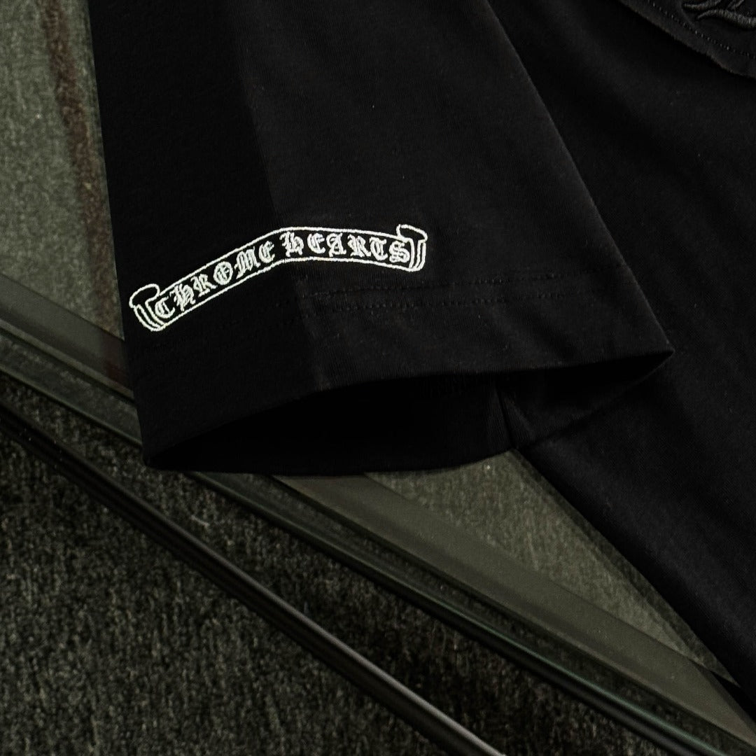 Chrome Hearts heavy-duty cross-stitch embroidery T-shirt