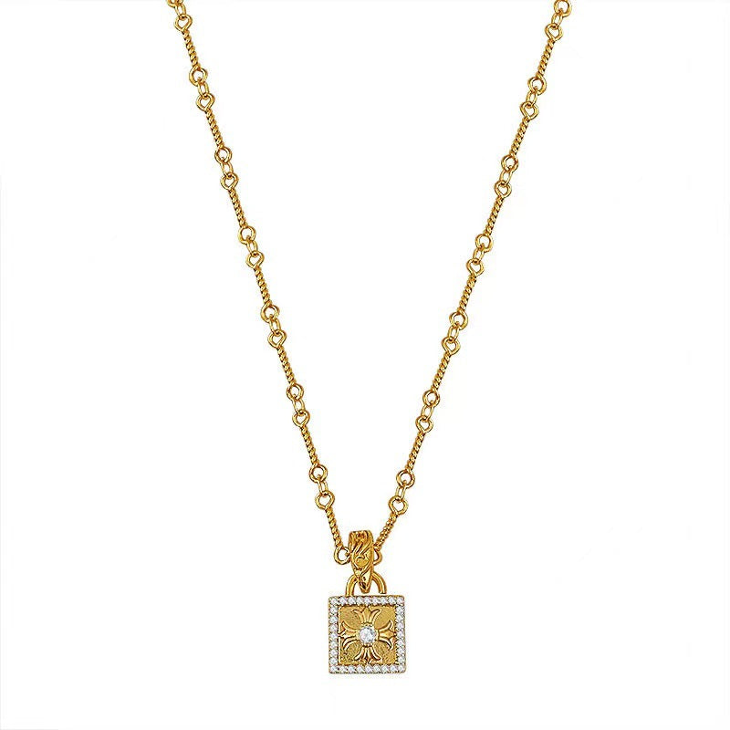 Chrome Hearts Square Pendant Cross Necklace