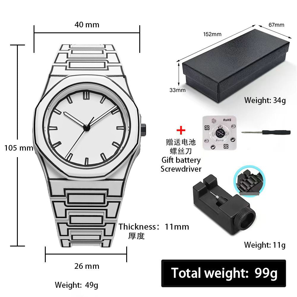 Sports-Style Waterproof Plastic Watch with Arabic Numerals