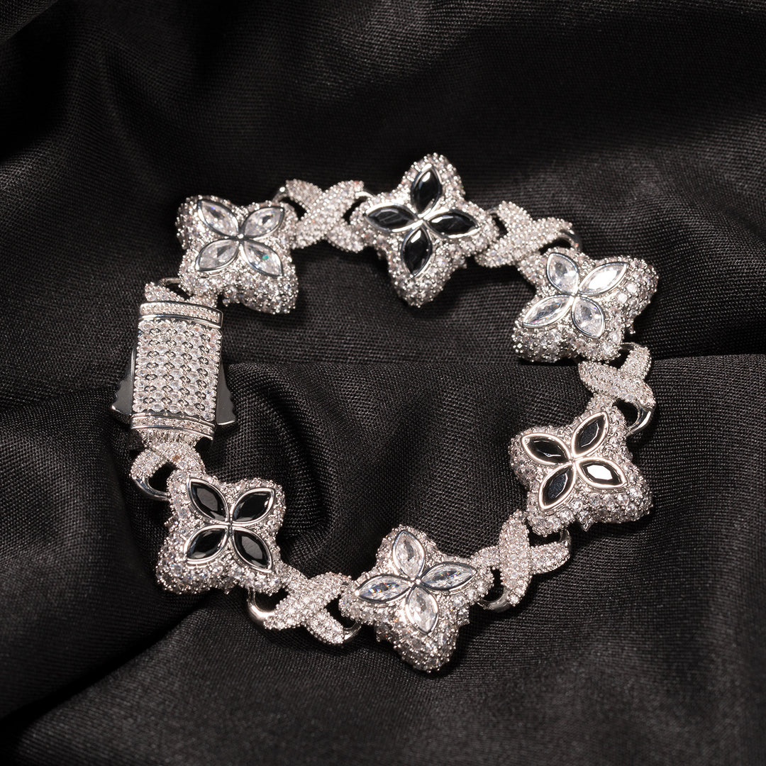 Hip-hop zircon colored infinite four-leaf clover bracelet