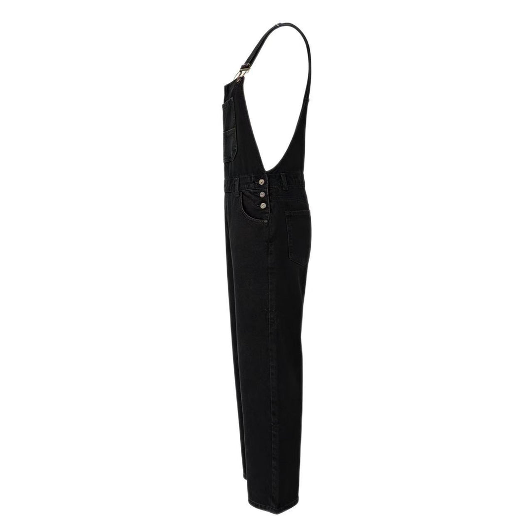 Washed Loose-Fit Denim Overalls