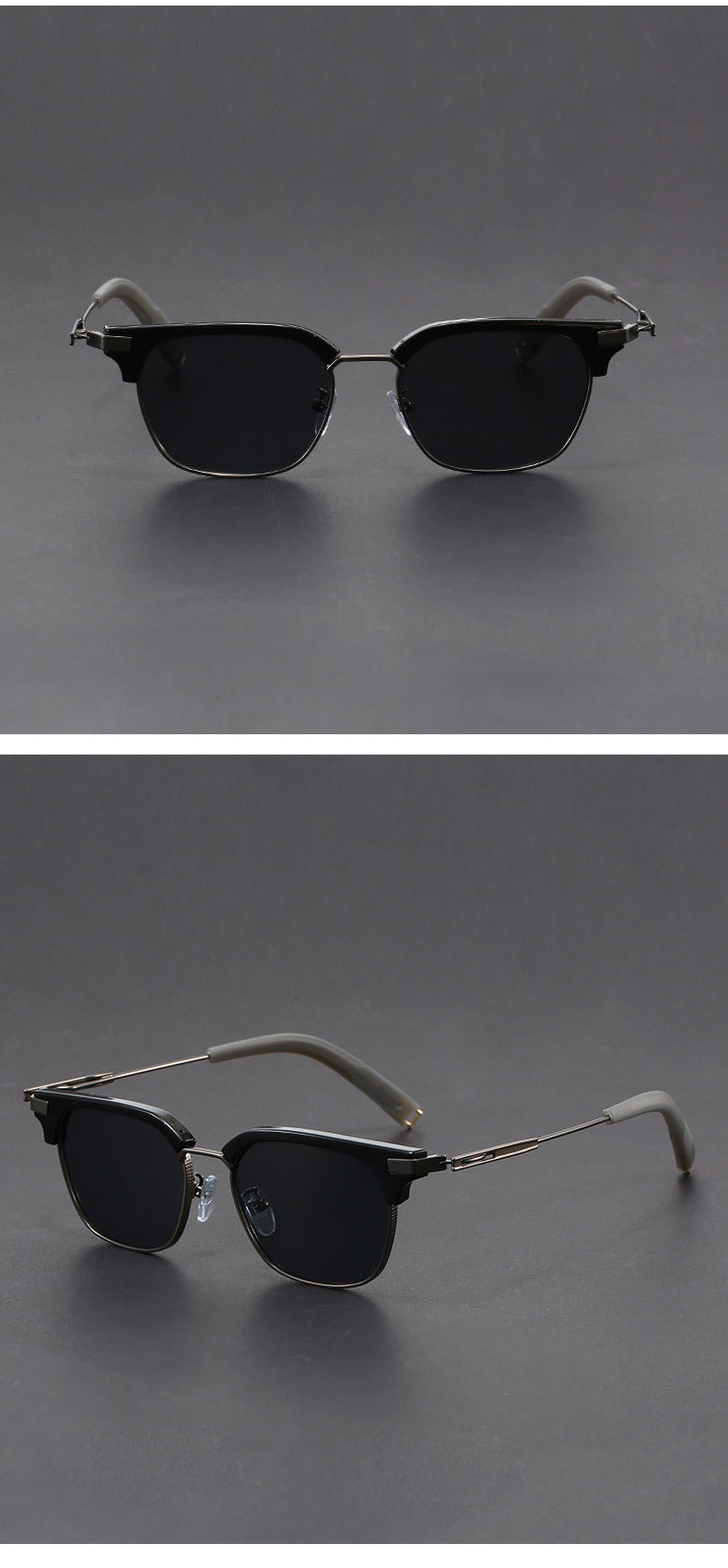 Classic half-rimmed browline Clubmaster sunglasses