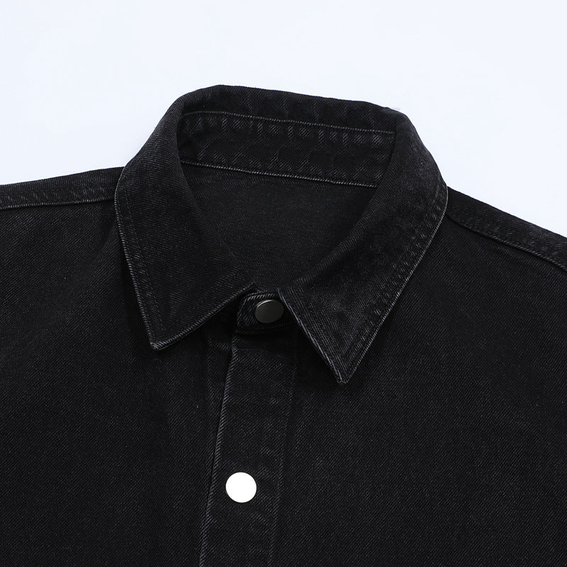 Raw-Hem Leopard-Print Patchwork Denim Shirt & Shorts Set