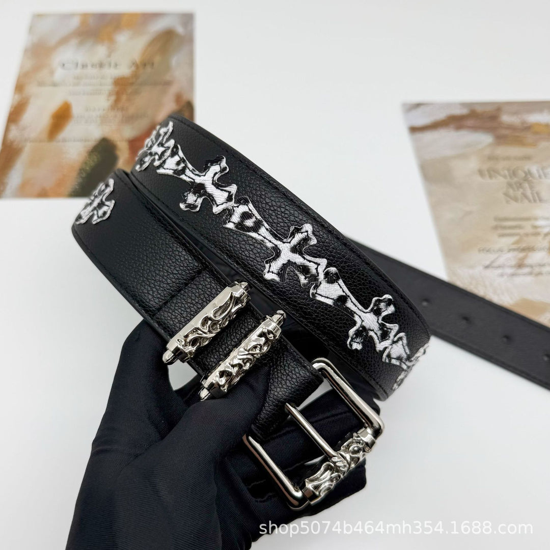 Chrome Hearts Cross-Motif Classic Leather Belt