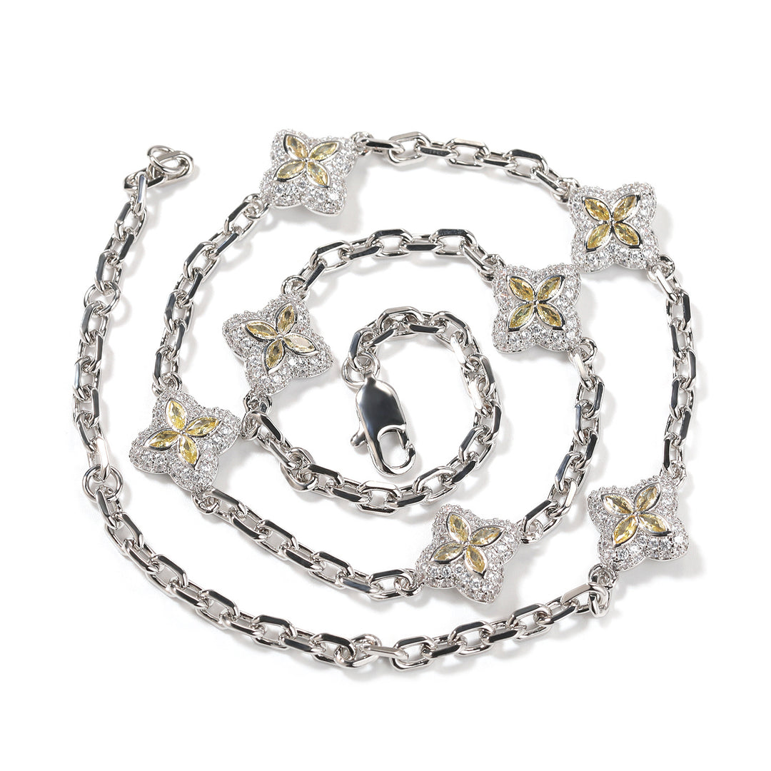 Full-Pavé Lucky Four-Leaf Clover Bracelet Necklace