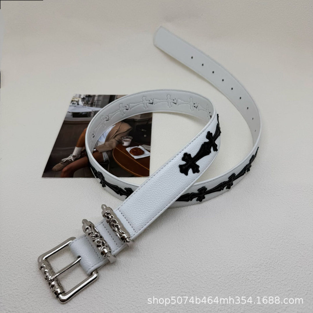 Chrome Hearts Cross-Motif Classic Leather Belt