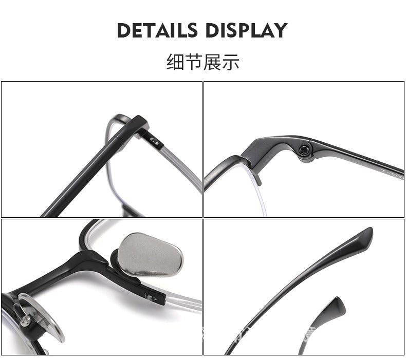Retro half-rim pure titanium eyeglass frames