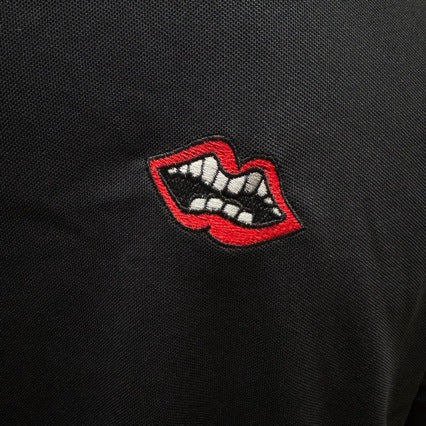 Chrome Hearts red lip print polo shirt