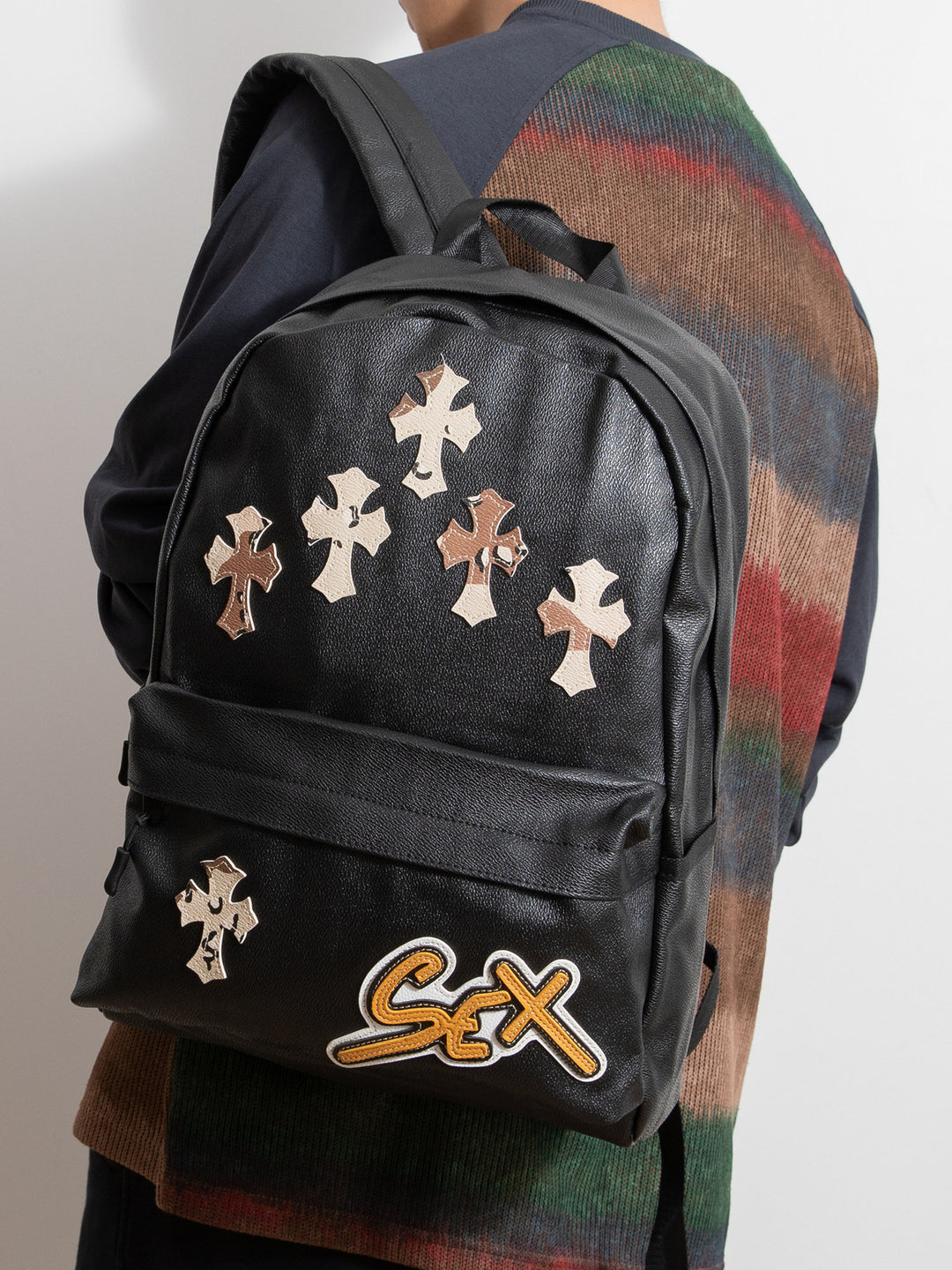 Chrome Hearts Cross Large Capacity PU Leather Backpack