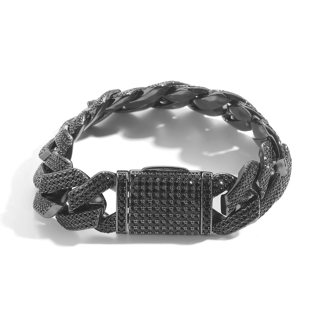 Hip-Hop Black Zirconia Rhombus Cuban Link Chain