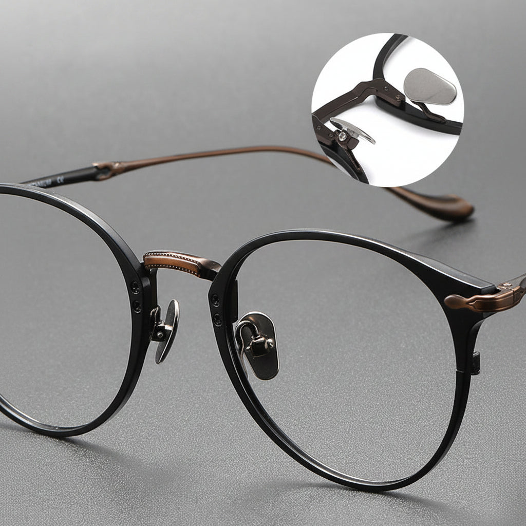Retro Round Glasses Two-Tone Titanium & Acetate Frame