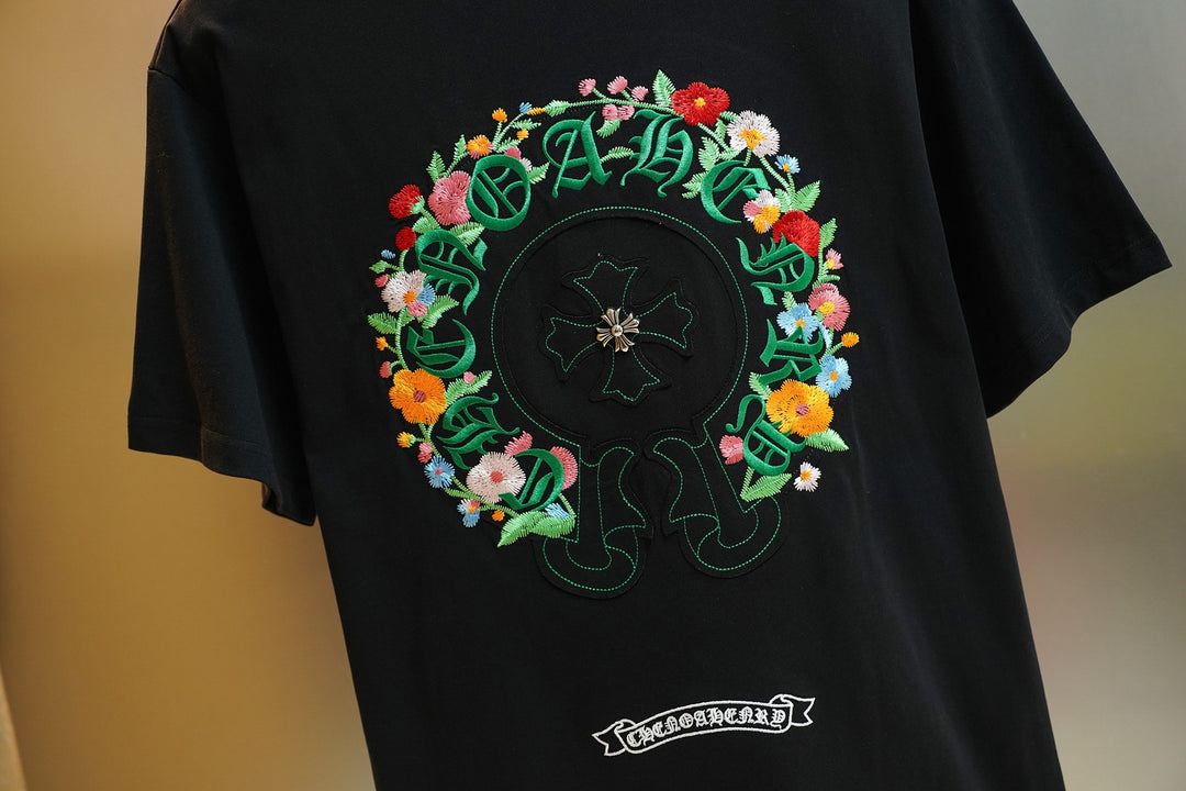 Chrome Hearts Colorful Tree Planting Garden Embroidery T-Shirt