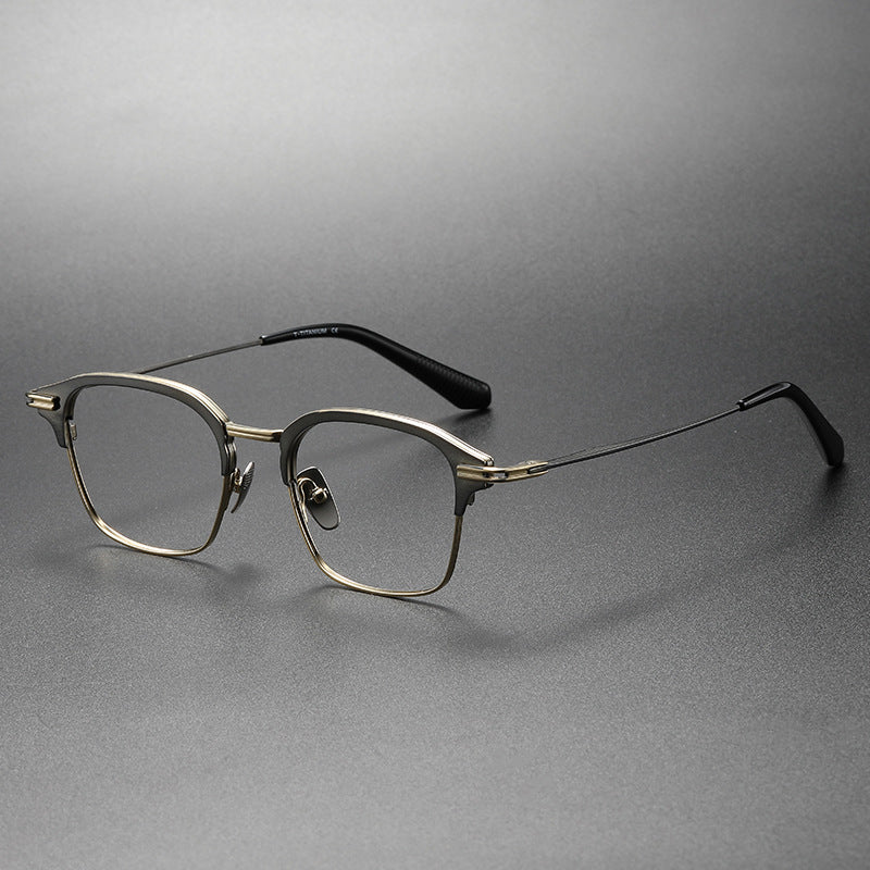 Square-frame business glasses made of pure titanium