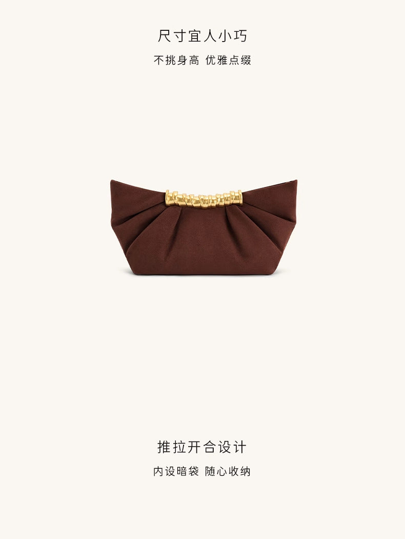 Ruched Clutch with Metal Clasp