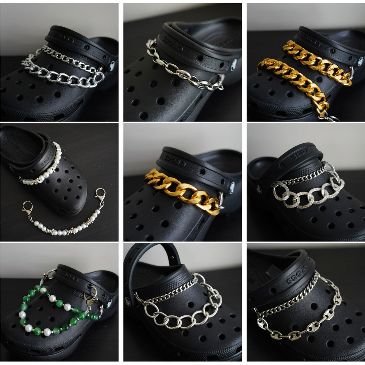 Hole shoe chain cool punk dark multi-layer shoe buckle rivet pearl shoe chain