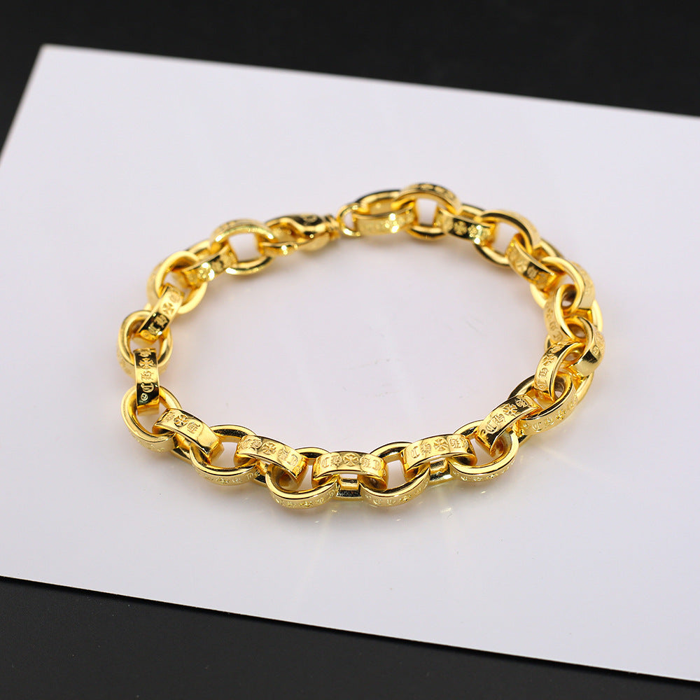 Retro gold cross letter bracelet