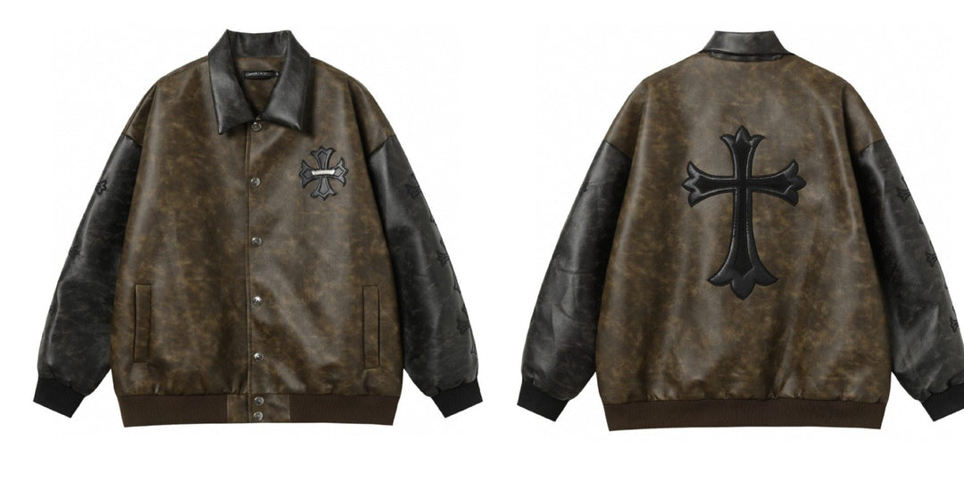 Chrome Hearts Embroidered Cross Baseball Jacket