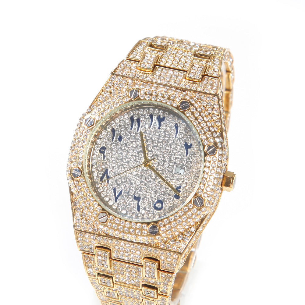 Full diamond Arabic dial hip-hop watch