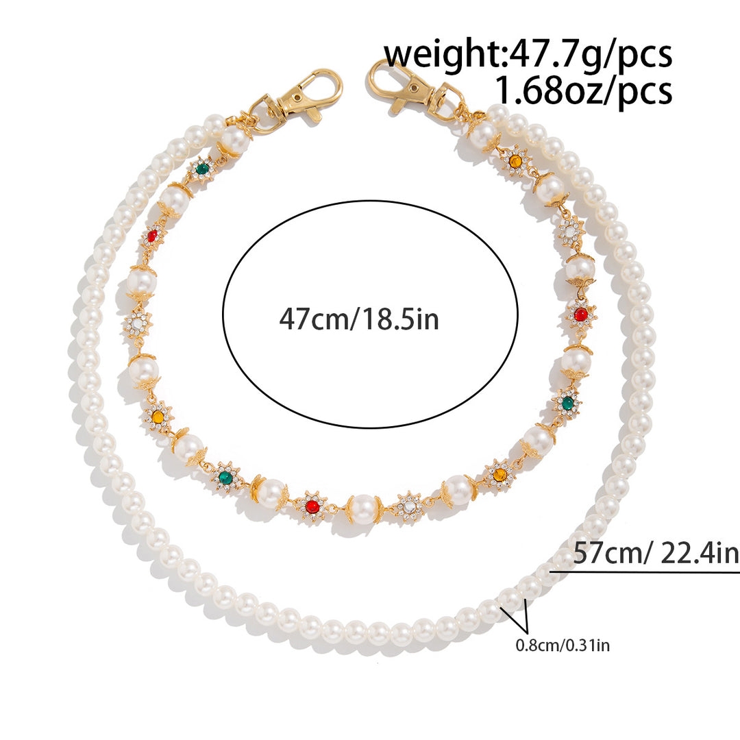 Pearl, Multi-Gemstone, Cross & Floral Pant Chain
