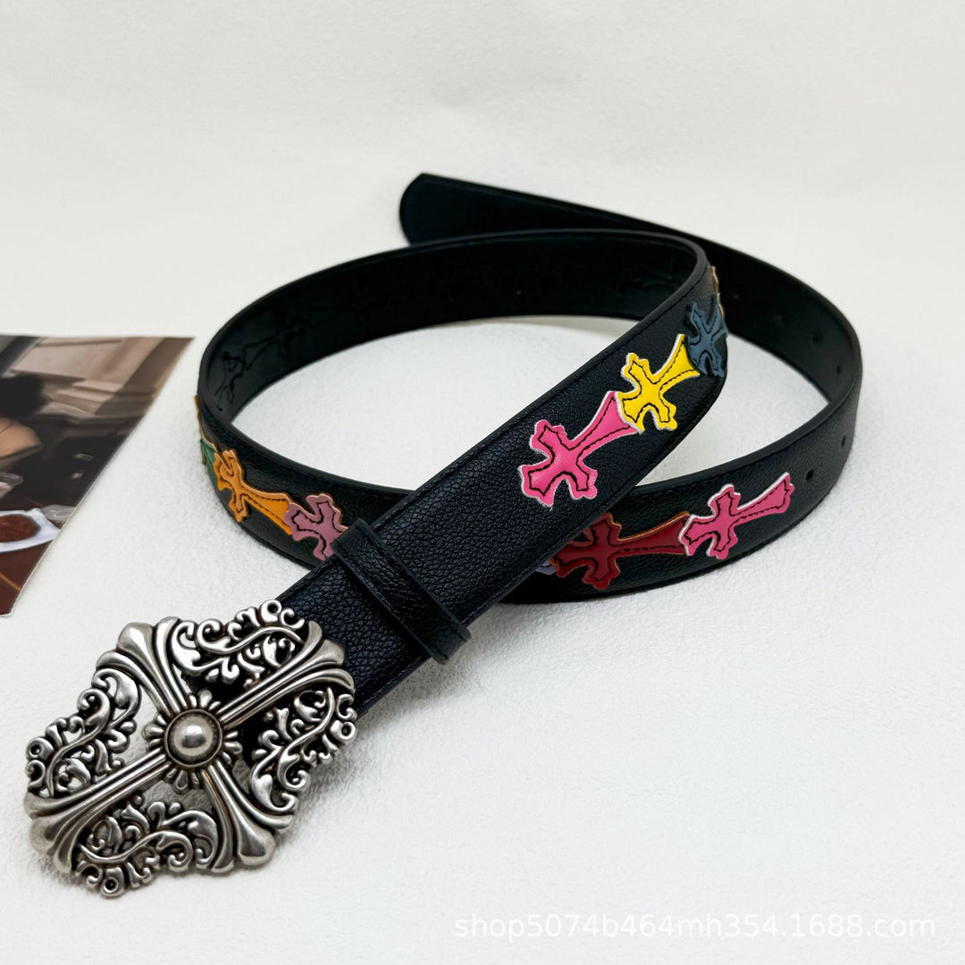 Chrome Hearts Cross-Motif Classic Leather Belt
