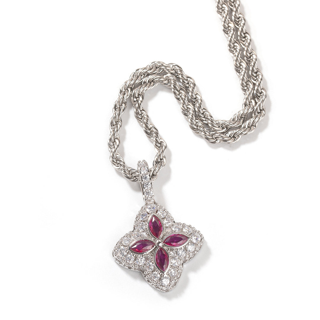 Cubic Zirconia Colorful Four-Leaf Clover Pendant