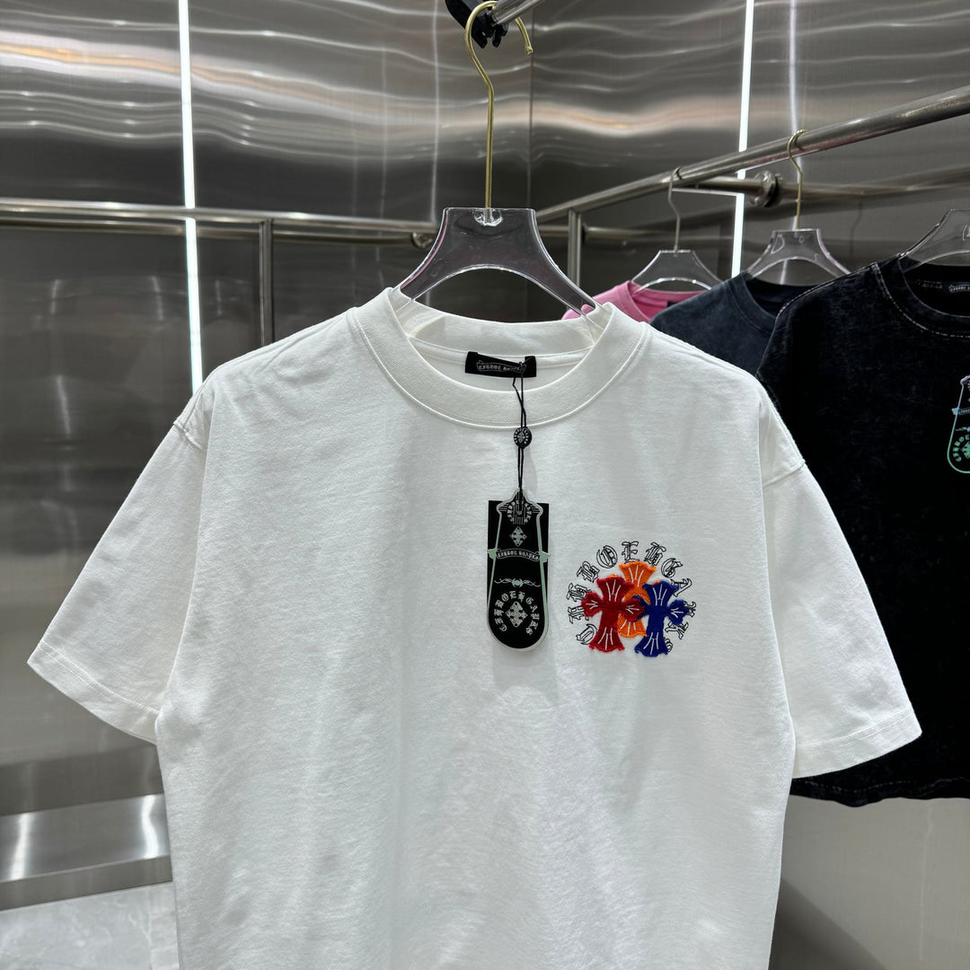 Chrome Hearts Washed Appliqué Embroidered Short-sleeved T-shirt