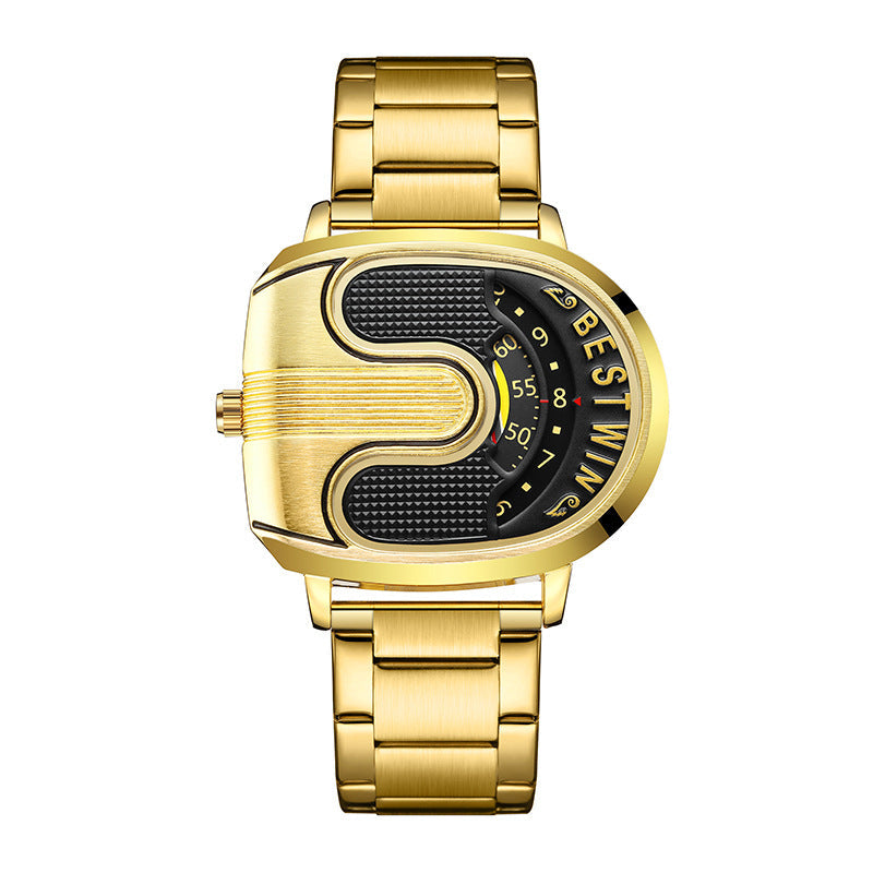 Stylish Gold U-Shaped Men's Watch