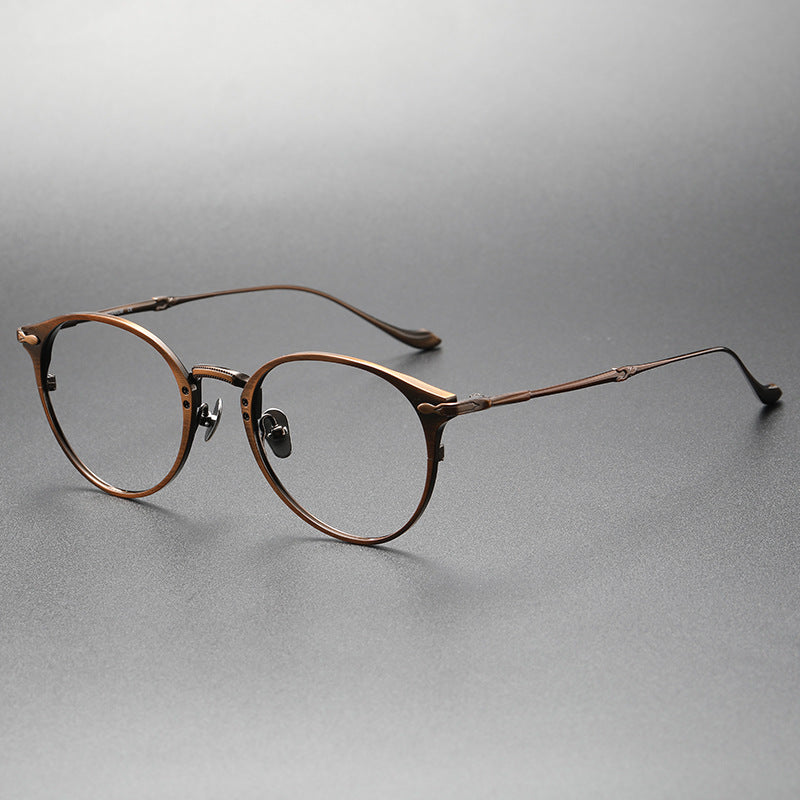Retro Round Glasses Two-Tone Titanium & Acetate Frame