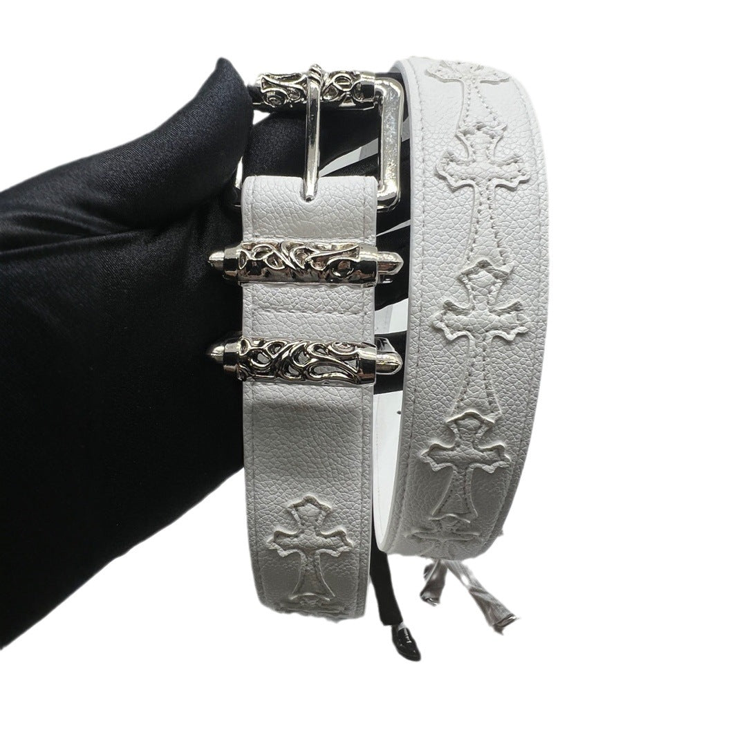Chrome Hearts Litchi-Grain Colored Belt with Vine Motif