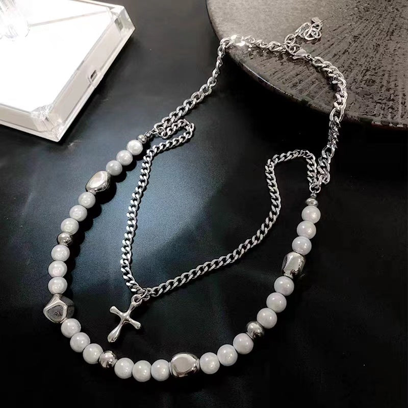 rozenkransketting Reflecterende parelkruisketting