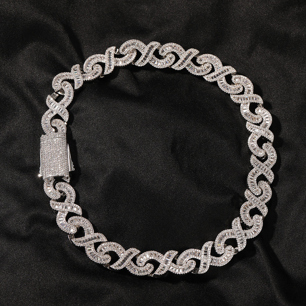 Geometric "T" & Infinity 15mm Diamond-Encrusted Cuban Chain