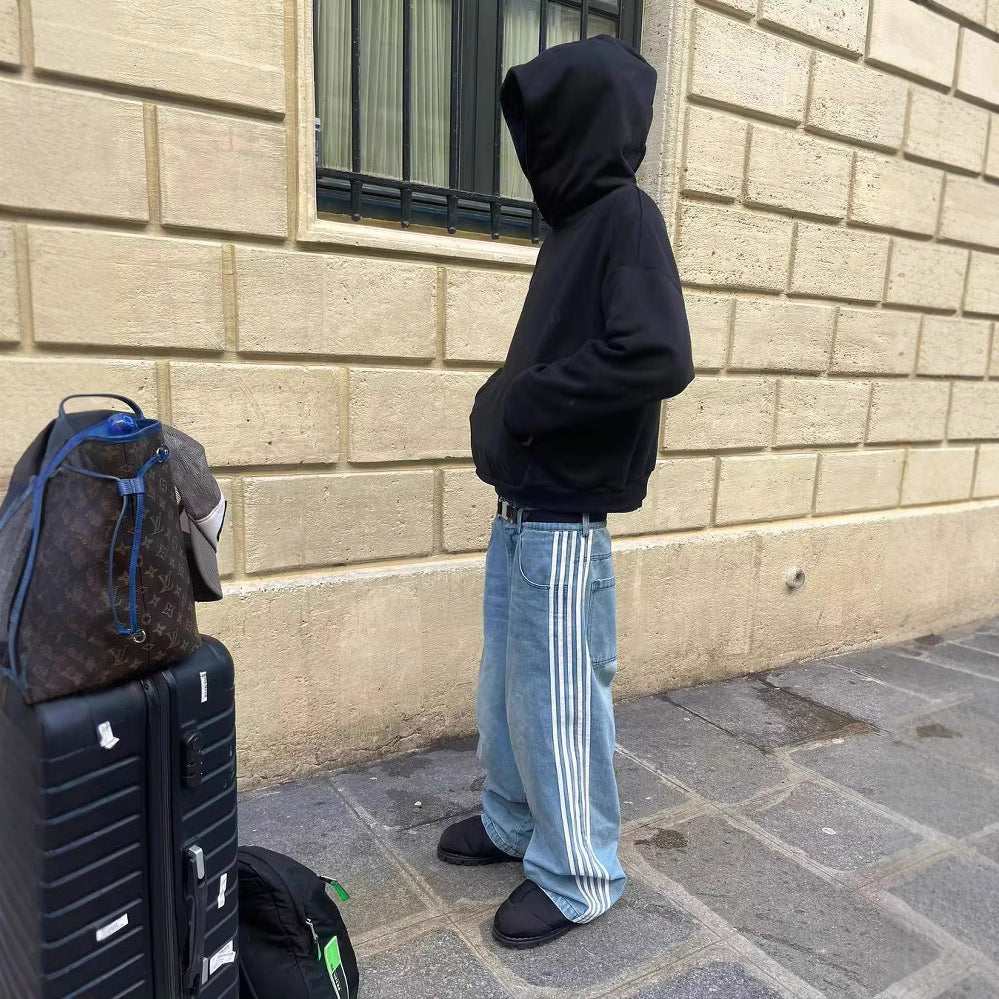 Striped jeans, Y2K casual wide-leg straight-leg jeans