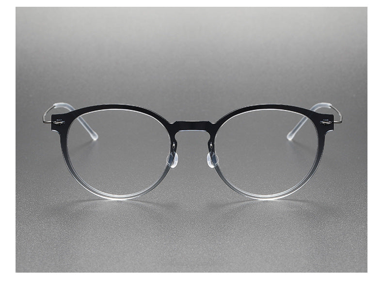 Screwless nylon frame, titanium temples oval eyeglasses