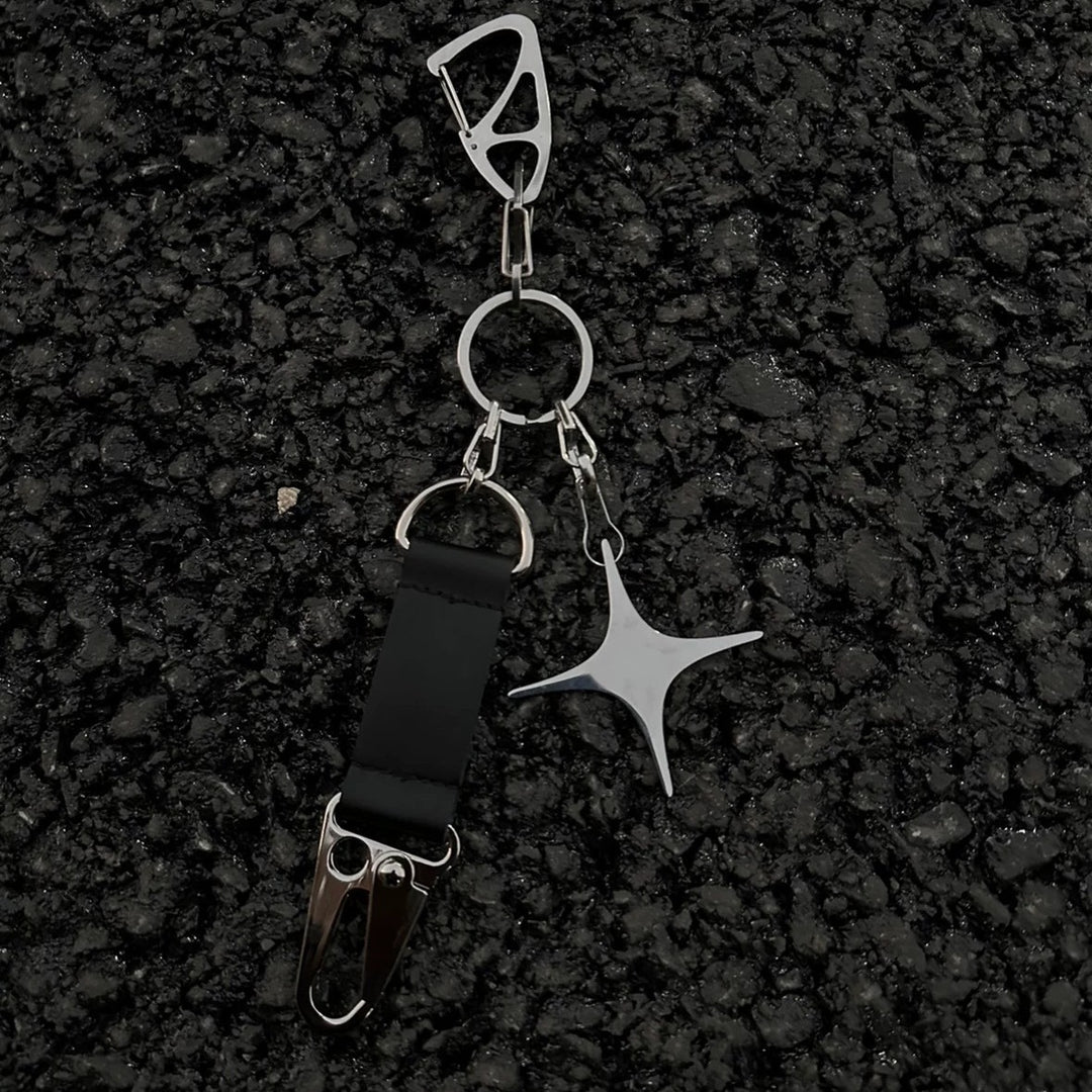 Metal Star Keychain with Eagle-Claw Clasp