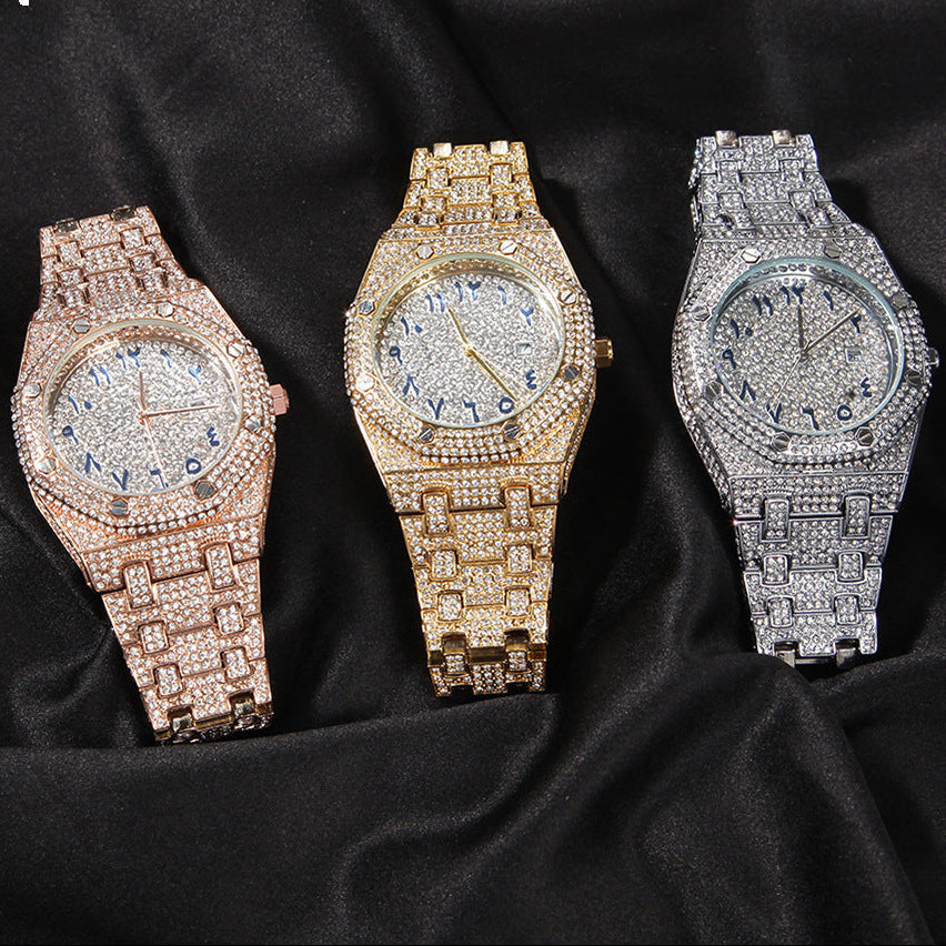 Full diamond Arabic dial hip-hop watch