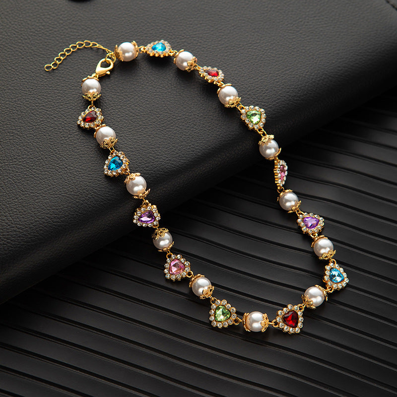 Rhinestone & Pearl Jewelry Set: Bracelet, Necklace, and Waist Chain