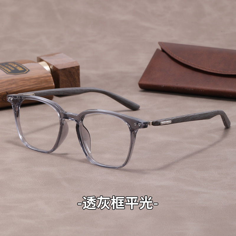 Lightweight, flexible wood grain temples eyeglass frames