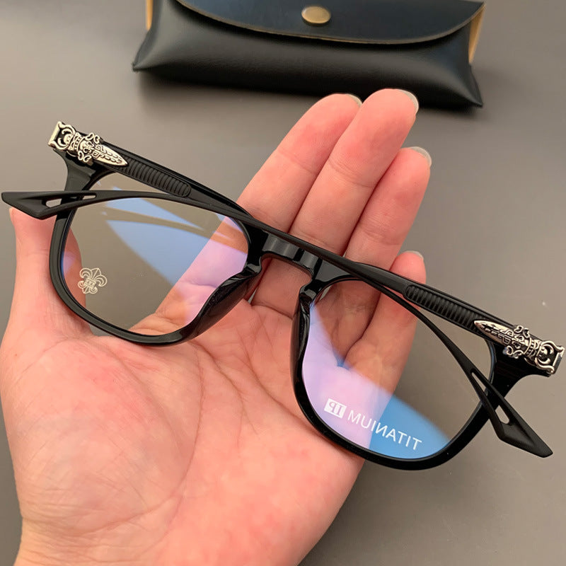 Chrome Hearts square acetate, pure titanium eyeglasses for nearsightedness