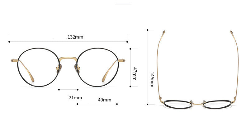 Pure titanium women's retro round handmade glasses frame