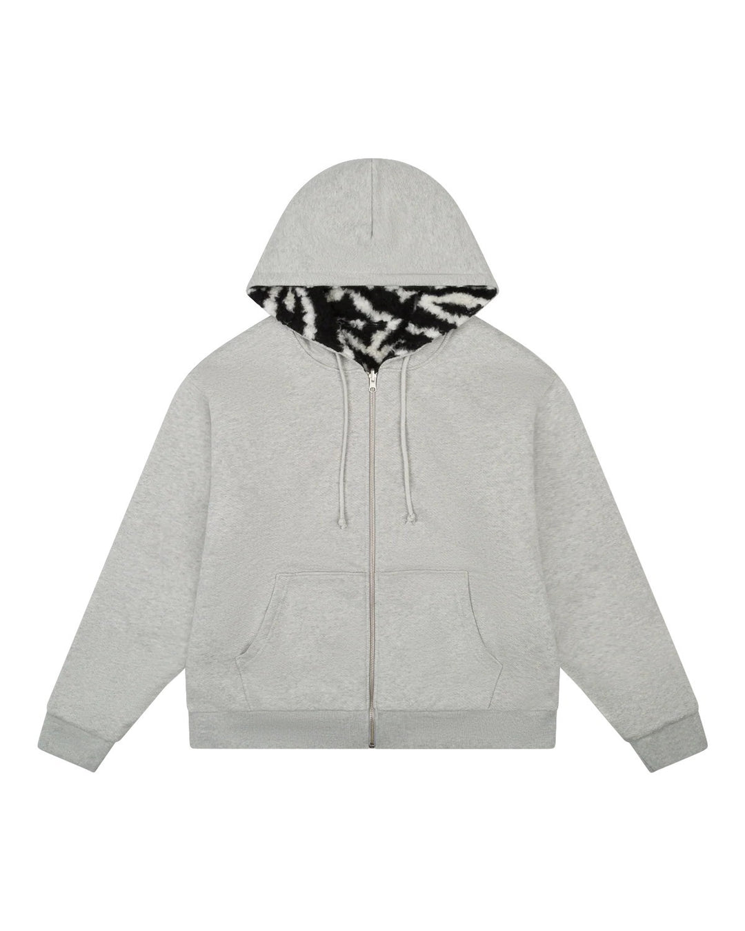 Reversible retro leopard print zip-up hooded sweatshirt