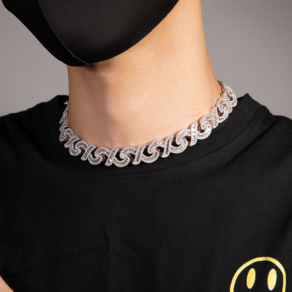 Geometric "T" & Infinity 15mm Diamond-Encrusted Cuban Chain