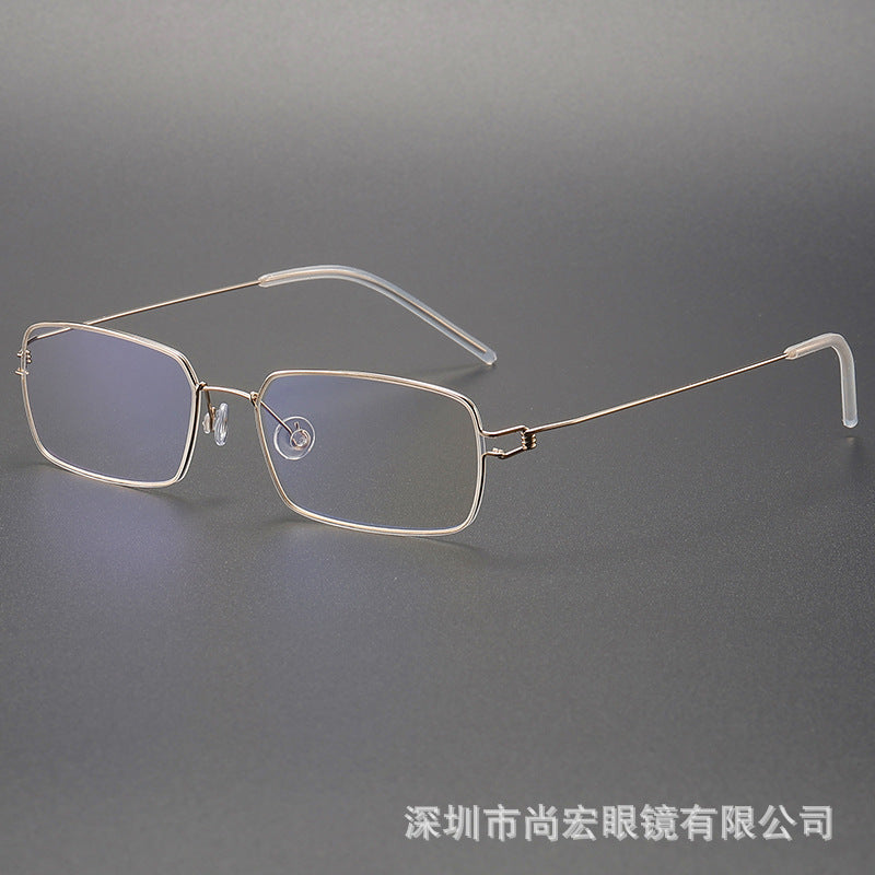 Screwless design square frame retro thin rimmed glasses