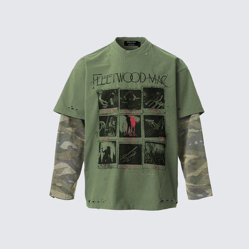 Loose-fitting, layered T-shirt base layer top