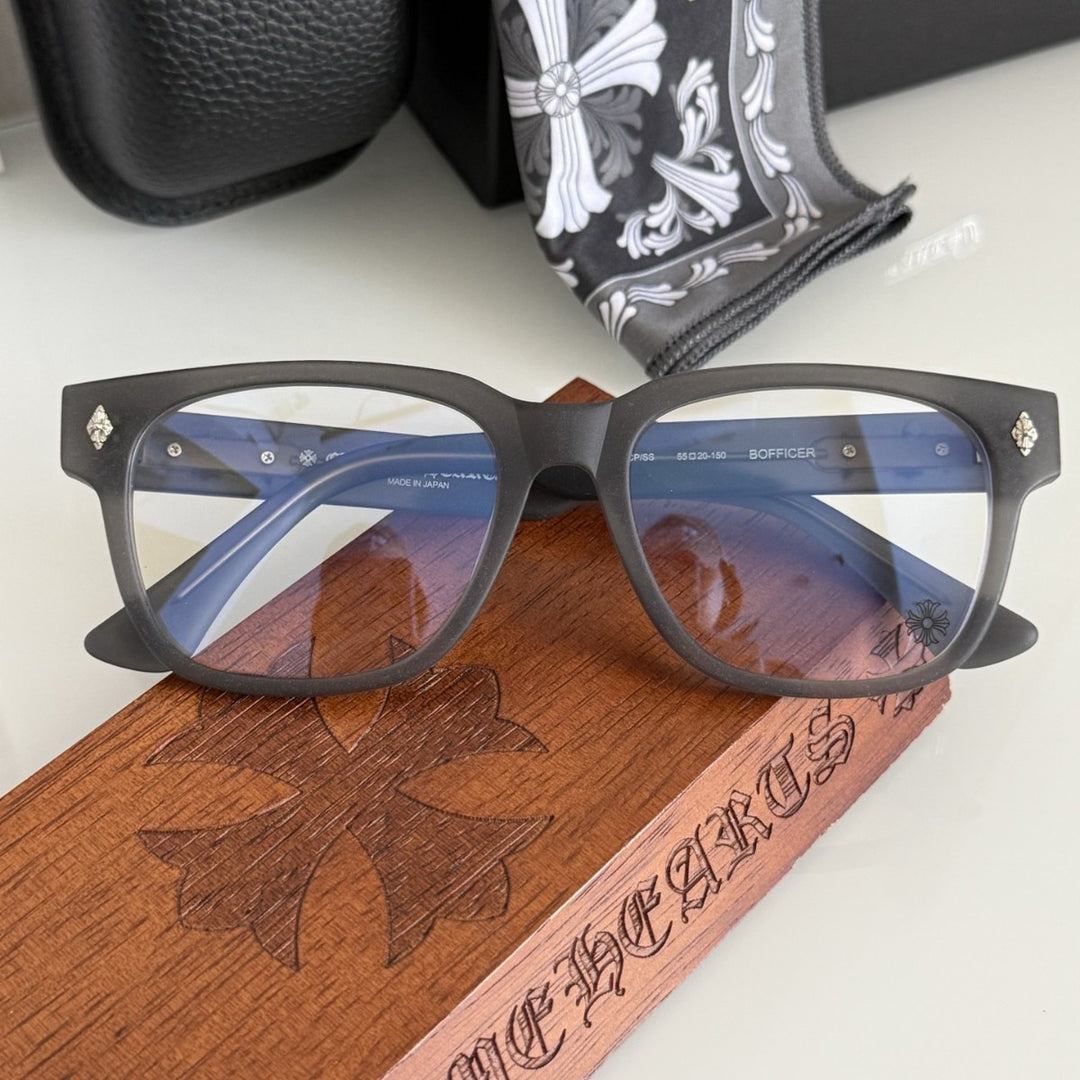 Chrome Hearts BOFFICER square frame glasses with cross pattern