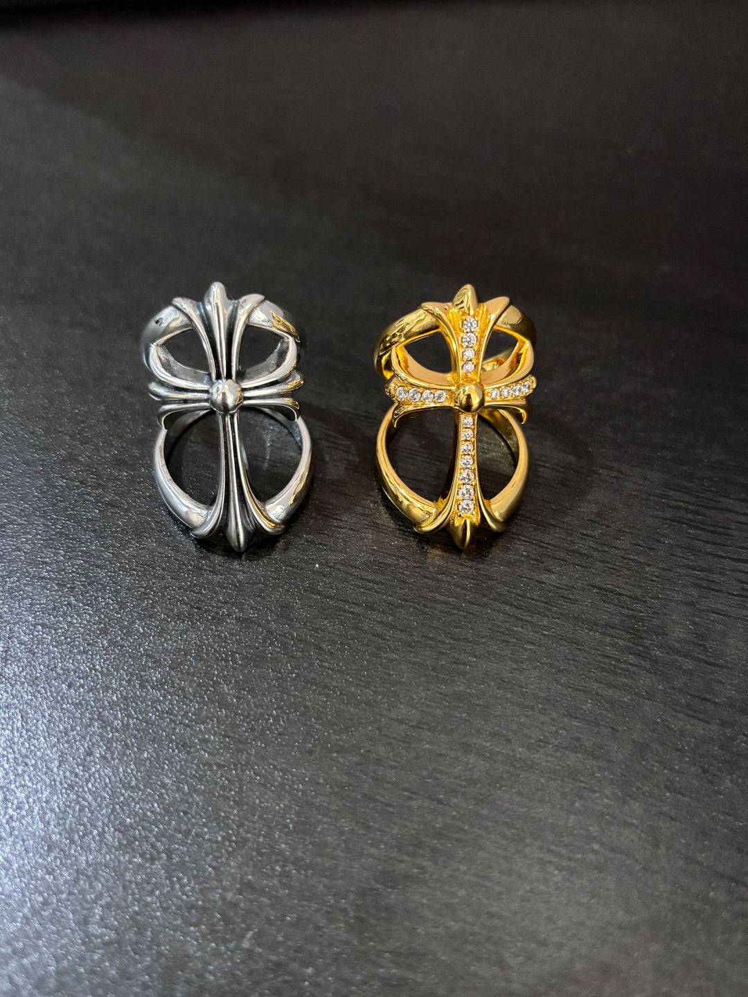 Chrome Hearts Openwork Cross Ring with Diamond Accents